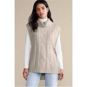 NEW Soft Surroundings Aviemore Sweater Poncho Sz L/XL Heather Oatmeal